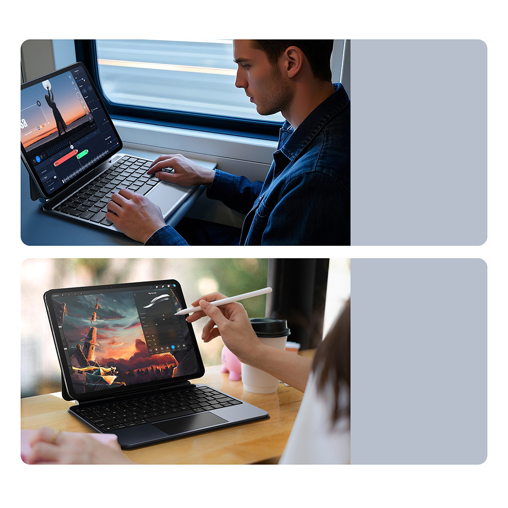 Etui z klawiaturą Bluetooth Dux Ducis (MK Pro Series) do iPad Air 11" 6 gen. 2024, iPad Air 10.9" 4/5, iPad Pro 11 2022/2021/2020, białe